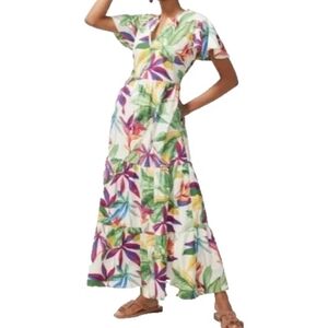 Chico's Tiered Floral Cotton Maxi Dress